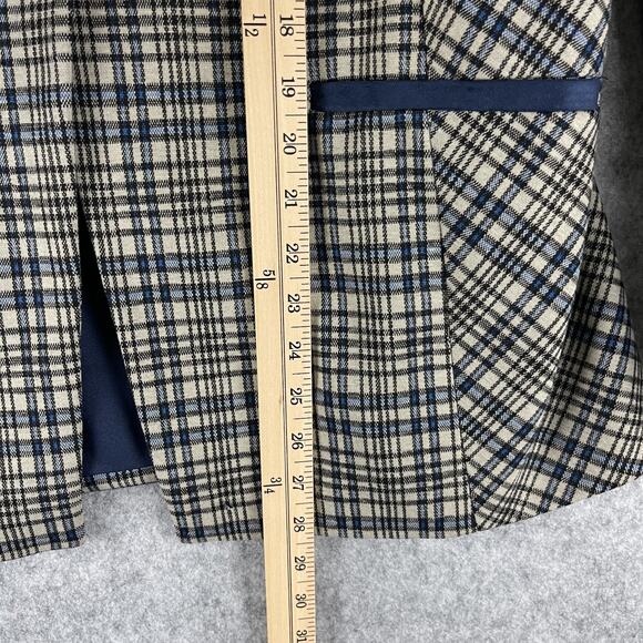 Susan Graver Tailored Jacquard Knit Blazer Women Medium Plaid Elbow Patch Career - Picture 10 of 16